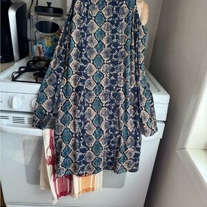 Snake Print Cold Shoulder Dress